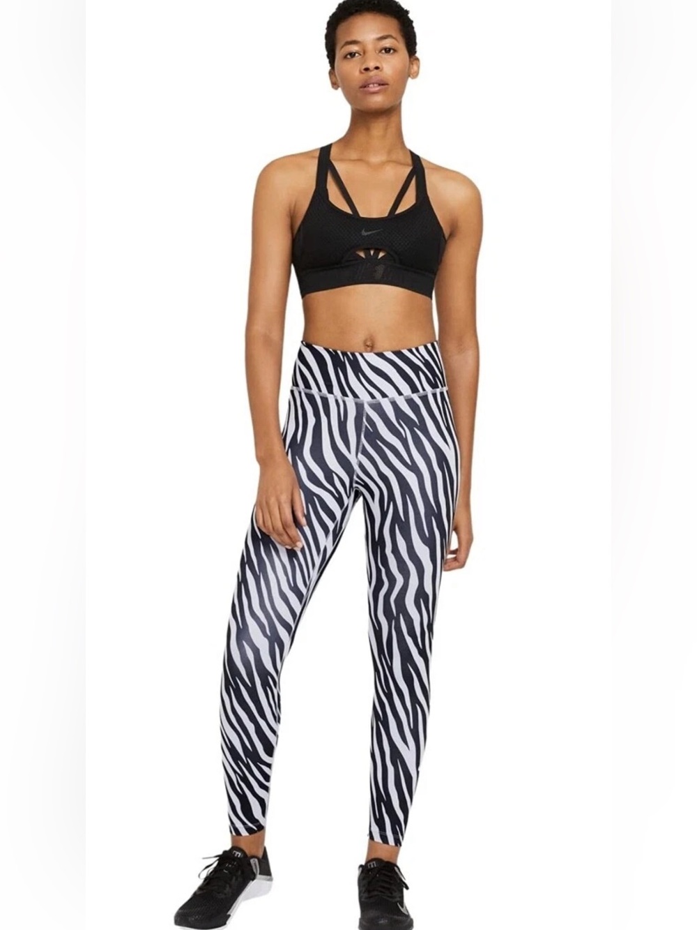 Nike Zebra-Print High-Rise Leggings - Black & White